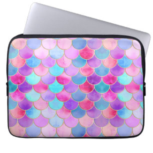 Housse Pour Ordinateur Portable Pink, Purple and Aqua Mermaid Scale Pattern