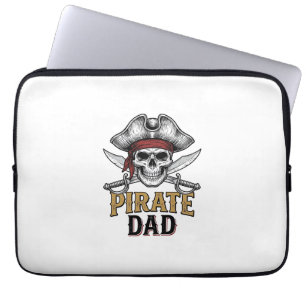 Housse Pour Ordinateur Portable Pirate Papa Crâne Épée Vintage Gravure T-Shirt_1
