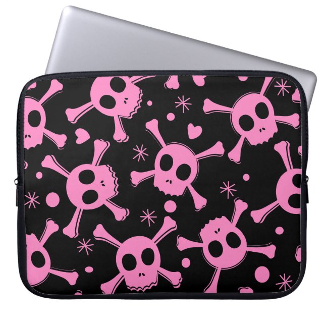 Housse Pour Ordinateur Portable Pirate Skull : Girlish Hearts Motif (Devant)