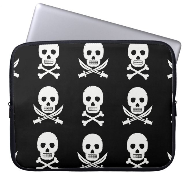 Housse Pour Ordinateur Portable Pirate Skuls Crossbones Motif sans couture (Devant)