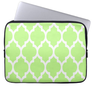 Housse Pour Ordinateur Portable Pistachio White Moroccan Quatrefoil
