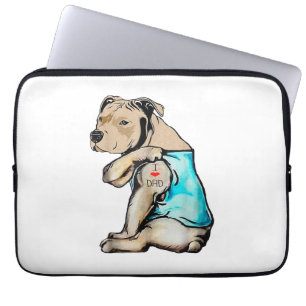 Housse Pour Ordinateur Portable Pitbull Chien J'aime Papa Tatouage Drôle Famille