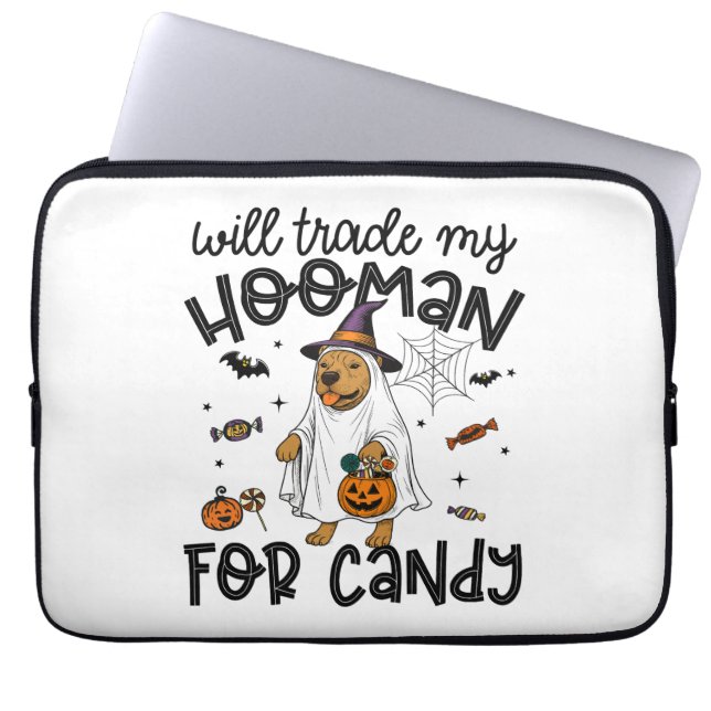 Housse Pour Ordinateur Portable Pitpull Chien Halloween Ghost Éffrayant (Devant)