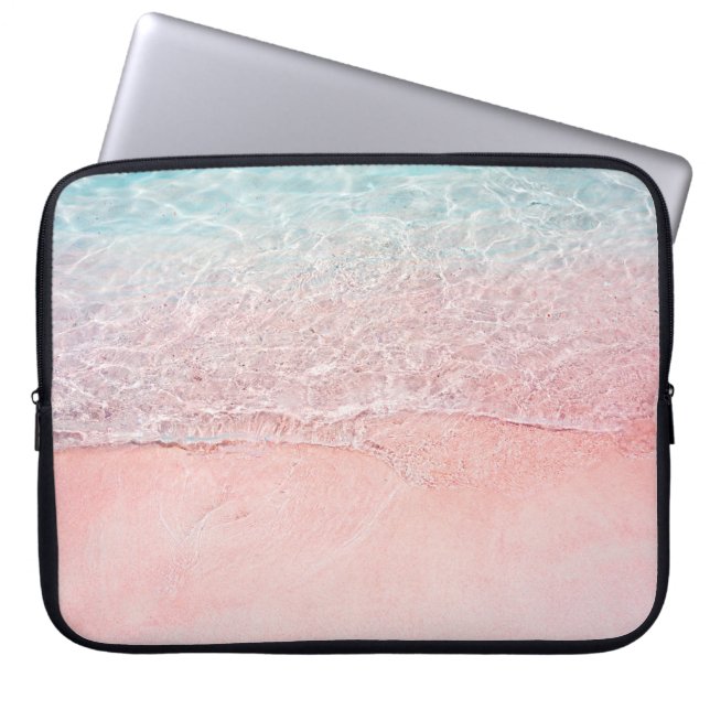 Housse Pour Ordinateur Portable Plage rose et vague (Devant)