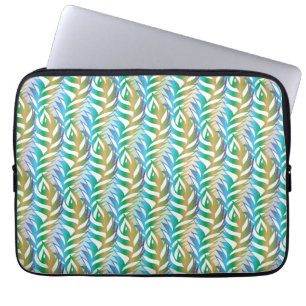 Housse Pour Ordinateur Portable Plage turquoise motif en plume amusante.