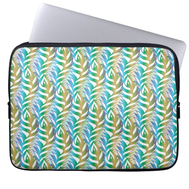 Housse Pour Ordinateur Portable Plage turquoise motif en plume amusante. (Devant)