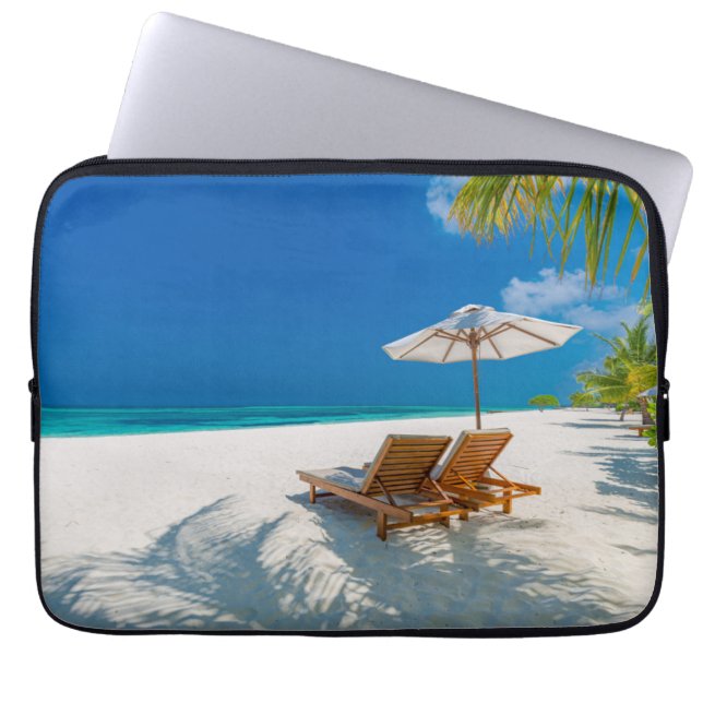 Housse Pour Ordinateur Portable Plages tropicales | Plage de chaises longues Bora  (Devant)