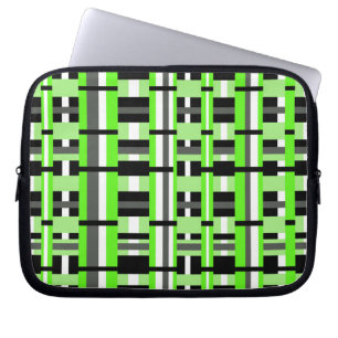 Housse Pour Ordinateur Portable Plaid en Lime vert, noir et gris