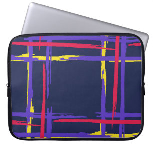 Housse Pour Ordinateur Portable Plaid. Grunge Stripes Simples. Texture Abstraite w