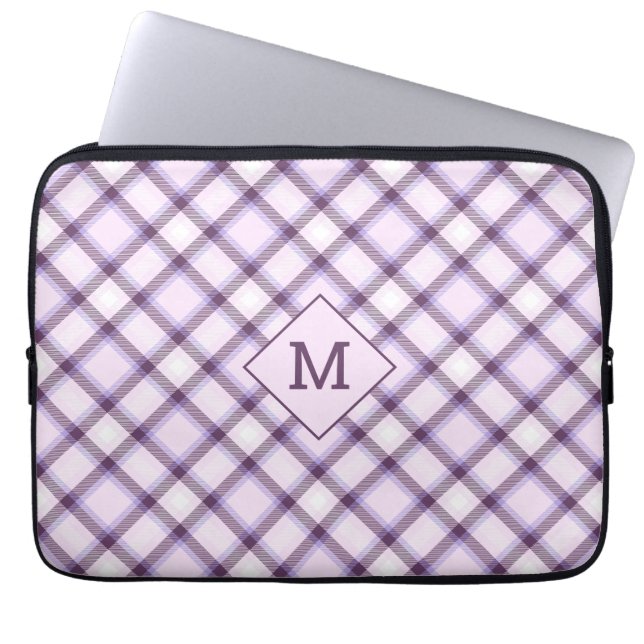 Housse Pour Ordinateur Portable Plaid Monogramme personnalisé / Motif Tartan (Devant)