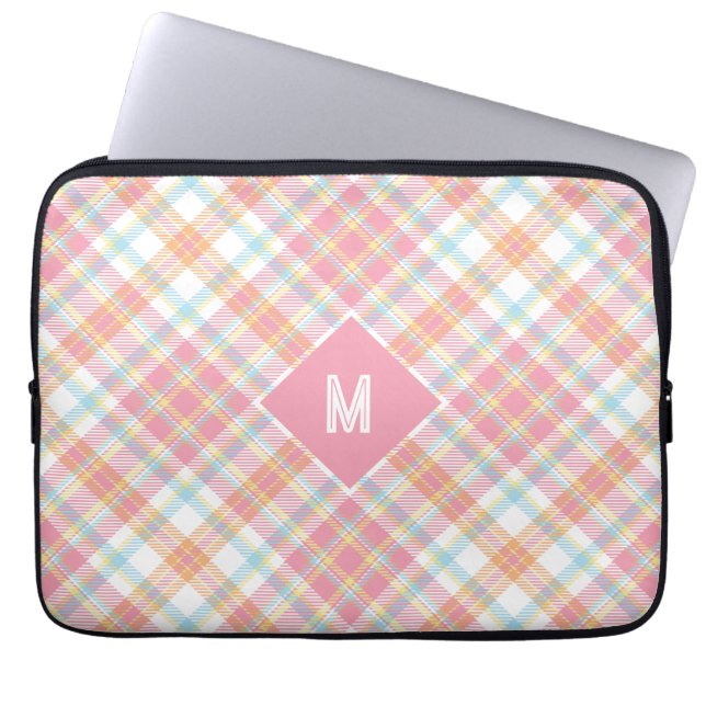 Housse Pour Ordinateur Portable Plaid Monogramme personnalisé / Motif Tartan (Devant)