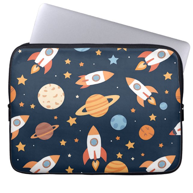 Housse Pour Ordinateur Portable Planètes Fusées Espace Motif Mignon (Devant)