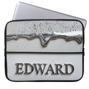 Housse Pour Ordinateur Portable Plaque nominative Edward Chrome avec gouttes de mé