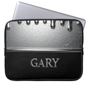 Housse Pour Ordinateur Portable Plaque nominative Gary Chrome avec gouttes de méta