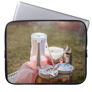 Housse Pour Ordinateur Portable Plaques et lancers en céramique fleurie argentée e
