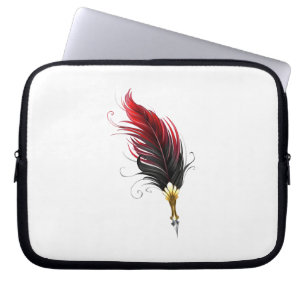 Housse Pour Ordinateur Portable Plume rouge avec pointe en or