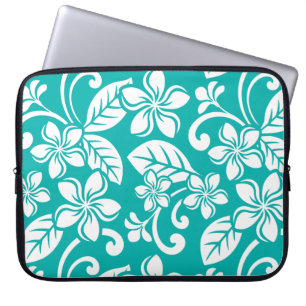 HOUSSE POUR ORDINATEUR PORTABLE PLUMÉRIE DE L'ÎLE (TURQUOISE)