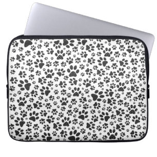Housse Pour Ordinateur Portable Poches de chien noir et blanc Poka Dot
