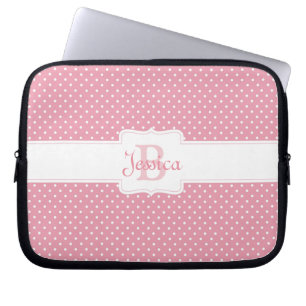 Housse Pour Ordinateur Portable Point Polka rose personnalisé