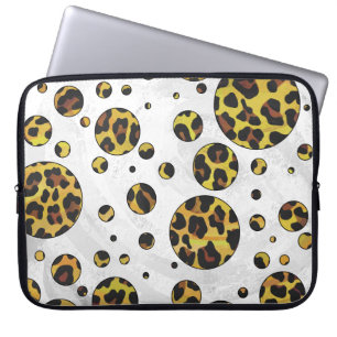 Housse Pour Ordinateur Portable Pointe Leopard Brown et Jaune