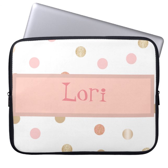 Housse Pour Ordinateur Portable Pointe rose et poche (Devant)