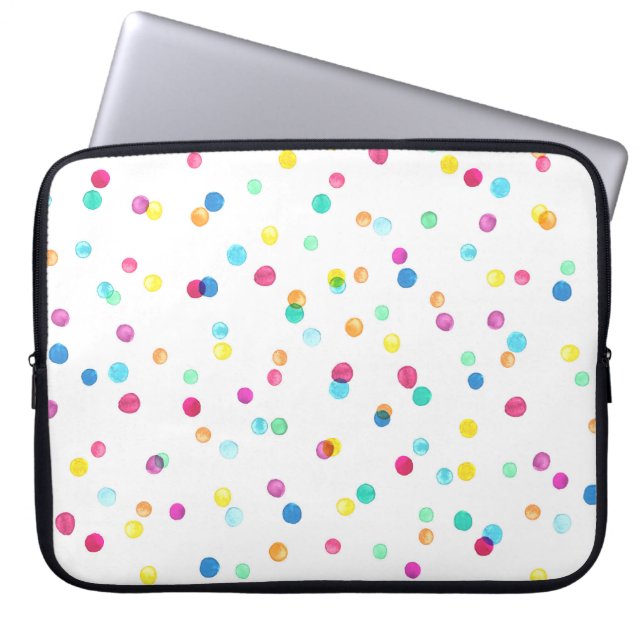 Housse Pour Ordinateur Portable Points Aquarelle Lumineux : Motif transparent. (Devant)