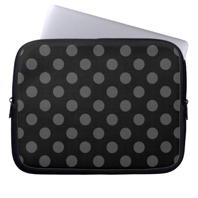 Housse Pour Ordinateur Portable Points gris sur fond noir (Devant)