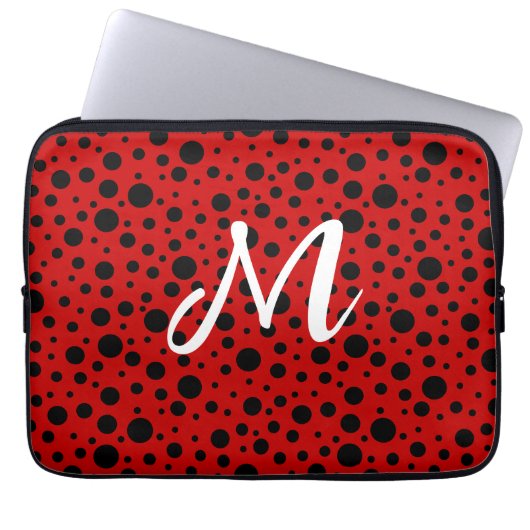 Housse Pour Ordinateur Portable Points polka rouge (Devant)