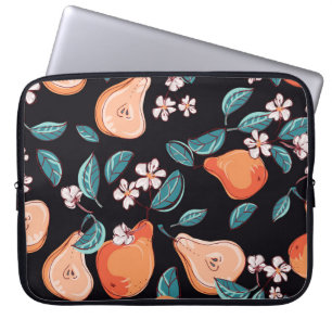 Housse Pour Ordinateur Portable Poires juteuses : motif de fruits dessiné à la mai