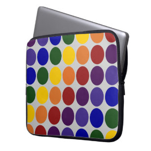 Housse Pour Ordinateur Portable Pois arc-en-ciel sur gris