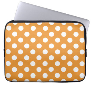 Housse Pour Ordinateur Portable Pois blancs sur ambre