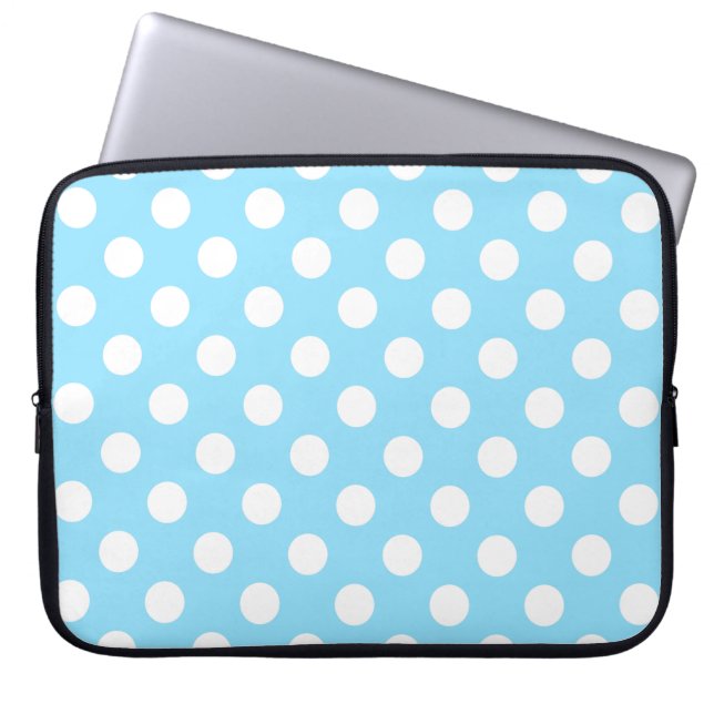 Housse Pour Ordinateur Portable Pois blancs sur bleu pâle (Devant)