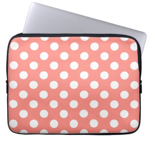 Housse Pour Ordinateur Portable Pois blancs sur la pêche