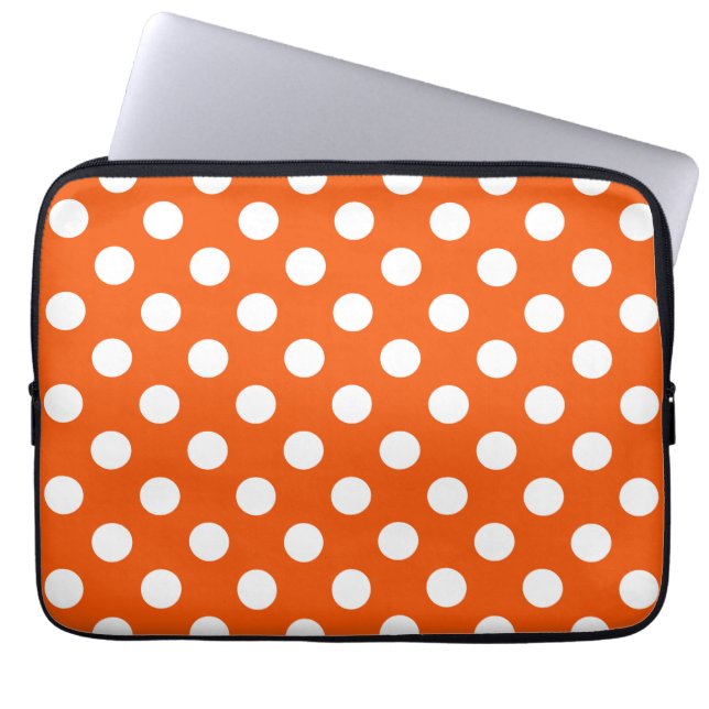 Housse Pour Ordinateur Portable Pois blancs sur orange (Devant)