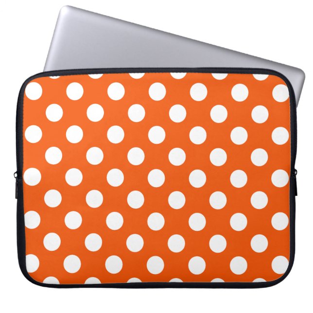 Housse Pour Ordinateur Portable Pois blancs sur orange (Devant)