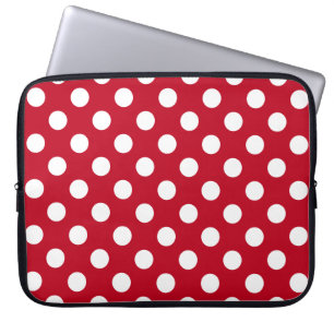 Housse Pour Ordinateur Portable Pois blancs sur rouge