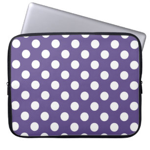 Housse Pour Ordinateur Portable Pois blancs sur ultra violet