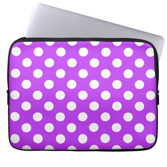 Housse Pour Ordinateur Portable Pois blancs sur violet clair (Devant)