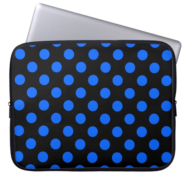 Housse Pour Ordinateur Portable Pois bleu et noir (Devant)