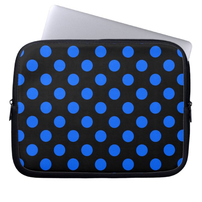 Housse Pour Ordinateur Portable Pois bleu et noir (Devant)