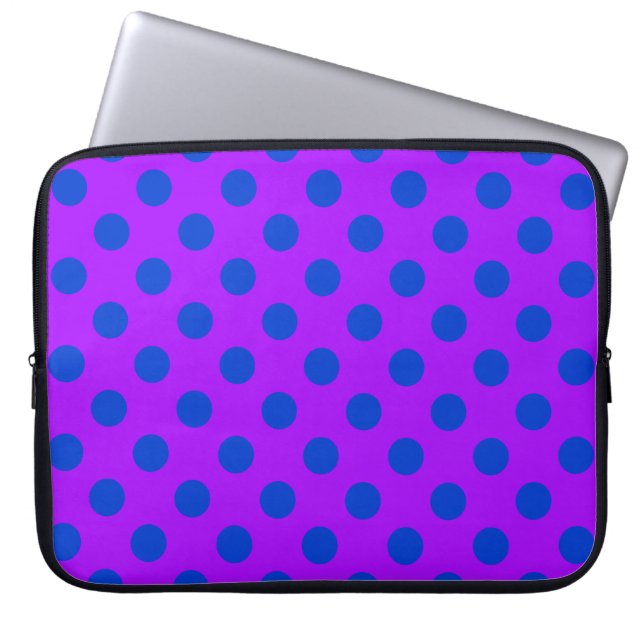 Housse Pour Ordinateur Portable Pois bleus sur violet (Devant)