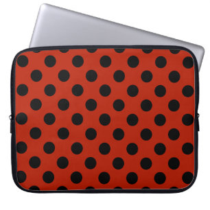Housse Pour Ordinateur Portable Pois noirs en rouge
