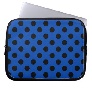 Housse Pour Ordinateur Portable Pois noirs sur bleu royal