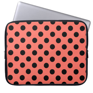 Housse Pour Ordinateur Portable Pois noirs sur corail vivant