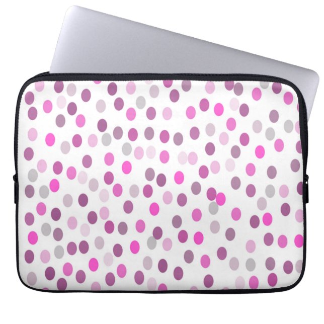 Housse Pour Ordinateur Portable Pois rose classique sur blanc (Devant)