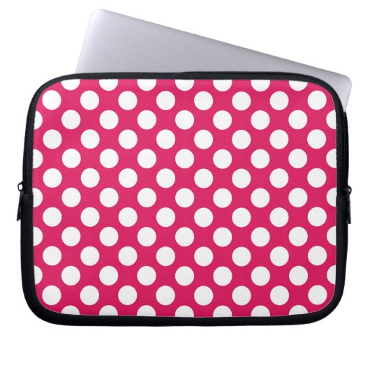 Housse Pour Ordinateur Portable Pois rose et blanc (Devant)