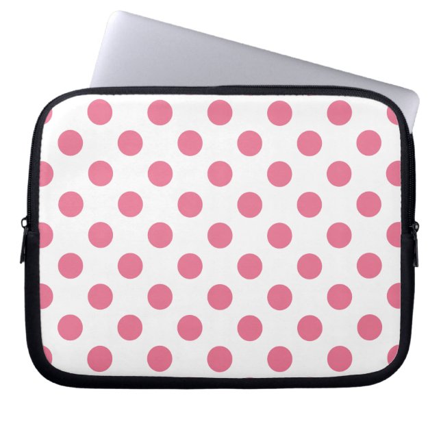 Housse Pour Ordinateur Portable Pois rose et blanc (Devant)