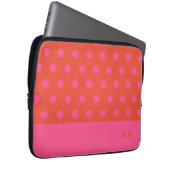 Housse Pour Ordinateur Portable Pois rose et rouge orange monogrammé (Devant droit)