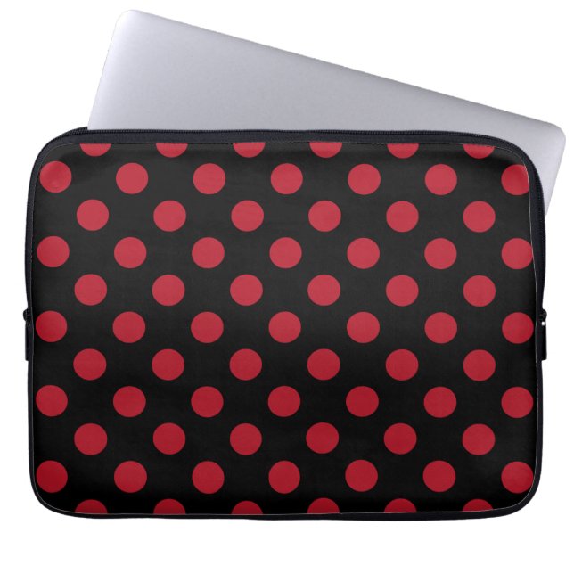 Housse Pour Ordinateur Portable Pois rouge et noir (Devant)
