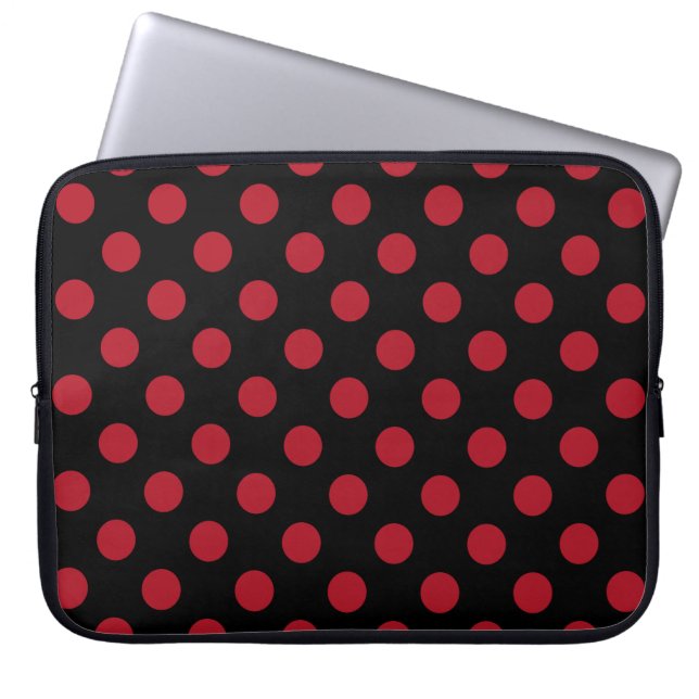 Housse Pour Ordinateur Portable Pois rouge et noir (Devant)